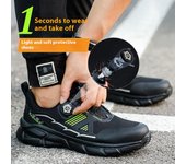 Zapatos de seguridad para el trabajo ligeros de talla grande 38- 48, zapatos con punta de acero para hombres y mujeres, zapatillas de trabajo con botón giratorio, botas protectoras de seguridad 48