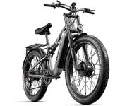 Bicicleta eléctrica Shengmilo S600: 2 motores duales de 1000 W, batería de 48 V y 17,5 Ah, neumáticos anchos de 26 , suspensión doble, frenos hidráulicos, autonomía de 40 a 60 km gris