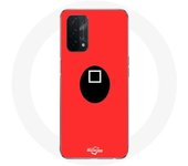 Coque pour Oppo A74 5G Squid Game masque carré fond rouge