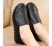 Zapatos planos de cuero para mujer, zapatos planos para primavera, mocasines clásicos de moda cómodos para mujer, zapatos de cuero informales 38 negro