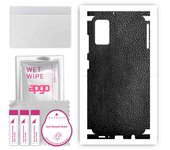 apgo Protective Skin Sticker for the back+sides compatible with Samsung Galaxy A41, Full Wrap Film, Foil, Vinyl - Pattern Black Leather