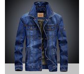 Chaqueta vaquera de otoño con relleno de algodón, chaqueta acolchada de algodón con solapa para hombre, chaqueta cálida, chaqueta holgada para hombre, talla grande 5XL azul oscuro