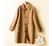 Abrigo de lana para mujer, abrigo de lana 100% de lana para otoño, Chaqueta larga de lana para invierno, abrigos de Cachemira para mujer M beige