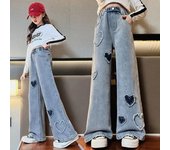 Pantalones vaqueros para niños, pantalones anchos para niñas, pantalones holgados para niños, pantalones vaqueros rectos para bebés, primavera y otoño 170cm
