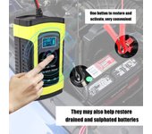 Cargador de batería de coche automático completo de 12V 6A cargadores de reparación de pulso de carga rápida inteligente húmedos 3