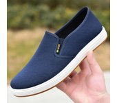 Zapatos de lona transpirables para hombre, mocasines sin cordones, zapatillas informales de moda para hombre, zapatos vulcanizados, zapatos planos ligeros para caminar, zapatos para hombre 39 azul