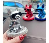 Adorno de coche, muñeco oscilante, Bulldog Francés de Metal con Perfume de diamante sólido, purificado el aire interior del coche, bonitos regalos para coche A