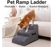 Escaleras para perros de 4 niveles, antideslizantes, con rampa para camas altas y sofás, con cremallera, desmontables y cambiables marrón oscuro