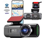 Cámara de tablero de doble lente para automóviles, DVR 4K para automóvil con cámara de visión trasera de 1080P, grabadora de video, GPS, WIFI, cámara para automóvil, visión nocturna, monitor de caja negra 4K Dashcam 0G