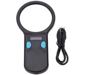 Escáner de microchip para mascotas con lupa y luz LED, lector de chips RFID para perros, gatos y cerdos