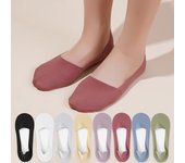 3 par/pack de parte inferior de algodón para mujer, calcetín barco fino de verano, zapatillas sólidas, calcetines de seda de hielo antideslizantes de silicona invisibles sin fisuras EUR35-40