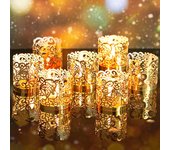 30/50 piezas de papel decorativo para velas votivas, portavelas, papel cortado con láser para luces LED sin llama, decoración para mesas de boda y fiestas 6pcs rosa brillante