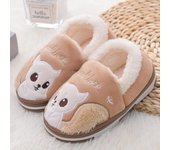 Zapatillas de moda para niñas pequeñas, zapatos cálidos de invierno, artículos casuales para el hogar, mocasines con suela antideslizante para bebés, calzado para niños con ardilla de dibujos animados 22-23 caqui