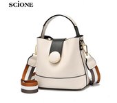 SCIONE Bolso pequeño para mujer 2019, bolso nuevo tipo Bombonera, bandolera de hombro para mujer de banda ancha a la moda 20cm*11cm*27cm blanco