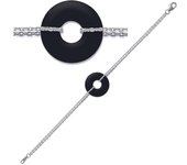 Les Trésors De Lily [F7205] - Bracelet Argent 'Zen' noir argenté - 2 cm negro