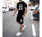 Camiseta amarilla de baloncesto de hip-hop de malla de verano para hombre, 23 trajes estampados para hombre, ropa deportiva de ocio, ropa de calle, pantalones cortos + Tops, conjunto de 2 piezas S