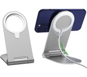 Soporte ajustable para teléfono móvil y tableta plegable para iPhone 15/14/13/12 Plus Pro Max plata