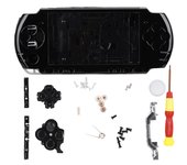 Carcasa completa para consola de juegos PSP3000 con destornillador, portátil y compacta(Negro) negro