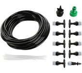 Kit de riego por nebulización DIY de 10M/32,8 pies con boquillas de manguera, conectores rápidos, sistema de riego automático negro