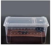 Caja de alimentación para reptiles Hábitat para tortugas Orificio de ventilación lateral Hábitat Caja de alimentación para insectos Tanque de terrario Caja de alimentación a prueba de escapes