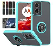 Funda mate con armadura para Motorola Moto G35, G55, G75, G85 5G, G05, G15, G04, G04S, G24 y G34, con anillo de soporte y soporte a prueba de golpes Moto G24 azul oscuro