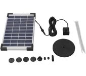 Kit de bomba de agua solar de 5 W, 75 cm de altura, elevación de 180 cm, bomba de fuente solar eficiente con 6 boquillas para