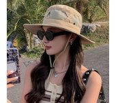 Sombrero de pescador ajustable con protección UV, transpirable, con diseño de cúpula y cordones, para hombre y mujer, para exteriores. caqui