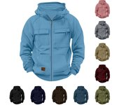 Sudadera holgada con capucha y manga larga de color liso a la moda para hombre, chaqueta deportiva con múltiples bolsillos S negro