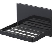 Yamazaki Jitsugyo 5557 Jabonera magnética para baño, color negro, aprox.. Torre de 12 x 8,7 x 8 cm que protege el jabón del agua