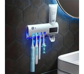 1 organizador de pasta de dientes y cepillo de dientes montado en la pared - Soporte para cepillo de dientes eléctrico con diseño que ahorra espacio - Limpieza inteligente gris claro