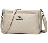 Bolso cruzado para madre de mediana edad, bolso de hombro multicapa de cuero suave para mujer, bolso para teléfono móvil azul