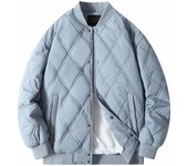 Chaqueta acolchada de algodón cálida de lana de cordero de marca Diamond Checker de invierno chaqueta informal con cuello de béisbol estilo puerto para hombre M azul