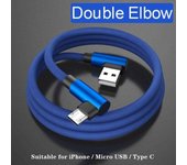 Cable USB trenzado curvo tipo L para IPhone Samsung L Huawei L Cable de carga rápida Cable USB tipo Micro C 0.35M Micro USB negro