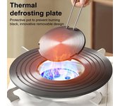 Difusor de calor para estufa de gas con asa colgante Placa de transferencia de calor extraíble para cocinar guisos a fuego lento, sartén, placa de cocción a fuego lento de metal antideslizante para una cocción uniforme gris