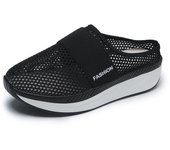 Zapatillas de cuña para mujer, zapatillas Premium, Vintage, antideslizantes, informales, con plataforma, zapatos Retro, sandalias ortopédicas para diabéticos de talla grande 35 negro
