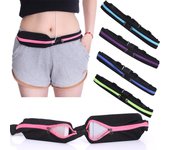 Hermosa cintura Riñonera deportiva Bolsa doble para exteriores Riñonera deportiva Bolsillo para teléfono Paquete para correr Nuevo 1 pieza Bolsa deportiva elástica de alta calidad Cinturón de viaje single verde