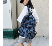 Mochila con letras de grafiti, mochila de gran capacidad, mochila escolar para estudiantes blanco
