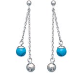 Les Trésors De Lily [J7103] - Boucles Argent 'Minéralia' turquoise argenté - 44x7 mm turquesa