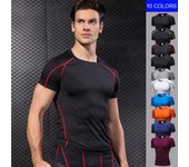 Camiseta deportiva para hombre, camisetas para correr de secado rápido, camiseta de Fitness para hombre, ropa deportiva elástica, camiseta de baloncesto S rojo/negro
