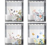 Cortina de ducha sin ganchos con diseño de flores silvestres y forro a presión, juego de cortina de ducha de tela con diseño de plantas florales, juego de cortina de ducha para hotel con flores W137cm*L203cm(54“*80”)