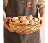 Cesta de mimbre Rectangular tejida a mano, caja de almacenamiento de cosméticos para fruta, té, merienda, pan, Picnic, suministros de cocina, herramientas para el hogar