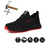 Zapatos de trabajo con puntera de acero, botas, zapatos de seguridad antigolpes, zapatillas de trabajo ligeras para hombres y mujeres, zapatos indestructibles, transpirables y antipuñaladas 36 negro
