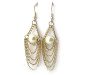 Les Trésors De Lily [N0218] - Pendientes de diseño 'Scarlett' dorado marfil oro
