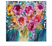 Amanda Brooks Golden Tulip, peonía y Banksia Póster 60cm x azul/color rosa