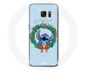 Coque pour Samsung Galaxy S6 Edge Stitch neige joyeux Noël bleu