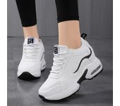 Zapatillas de deporte para mujer con aumento de altura interior, suela gruesa, zapatos casuales con cordones y plataforma, zapatos con aumento de altura para mujer 42 negro