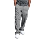 Pantalones acolchados casuales nuevos para hombre, con cordón, cintura elástica, bolsillos de color sólido, pantalones de trabajo, pantalones casuales deportivos para hombre M blanco