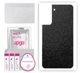 apgo Protective Skin Sticker for the back compatible with Samsung Galaxy S21 FE 5G, Wrap Film, Foil, Vinyl - Pattern Black Honeycomb