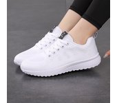 Zapatos de mujer, zapatos casuales transpirables para caminar para mujer, zapatillas de deporte de malla con cordones, tenis femeninos, rosa, negro, blanco, planos 35