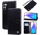 Funda clásica de cuero con tapa para teléfono + bolsa con ranura para tarjeta para Samsung Galaxy A05 A05S A15 A25 S23 FE S24 A14 A04S A24 A34 A54 M34 A53 A73 5G Samsung M51 negro